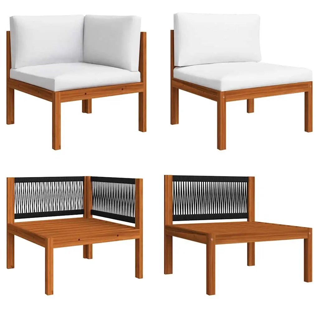4-Seater Garden Sofa Pinewood Steel Cream Outdoor Lounge Furniture Set