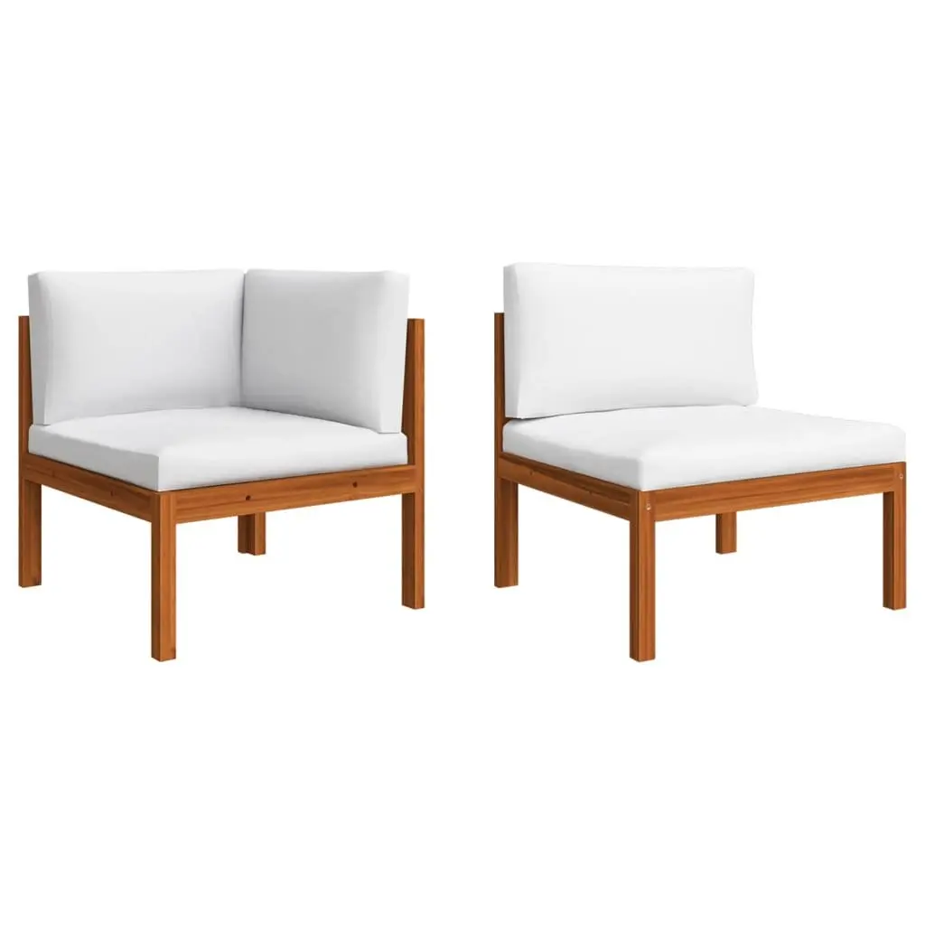 4-Seater Garden Sofa Pinewood Steel Cream Outdoor Lounge Furniture Set