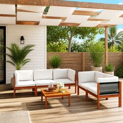 Premium 6 Piece Outdoor Garden Lounge Set with Cushions