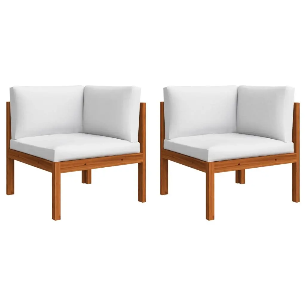 Garden Lounge Set Solid Acacia Wood Rope Woven Backrests 6 Piece Outdoor Furniture White