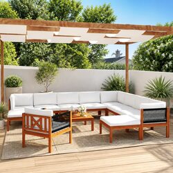 12-Piece Outdoor Garden Lounge Set with Durable Rope Weave