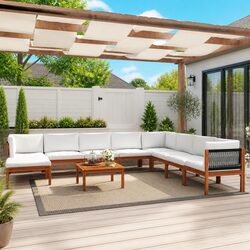 Premium 9-Piece Rope Weave Outdoor Lounge Set