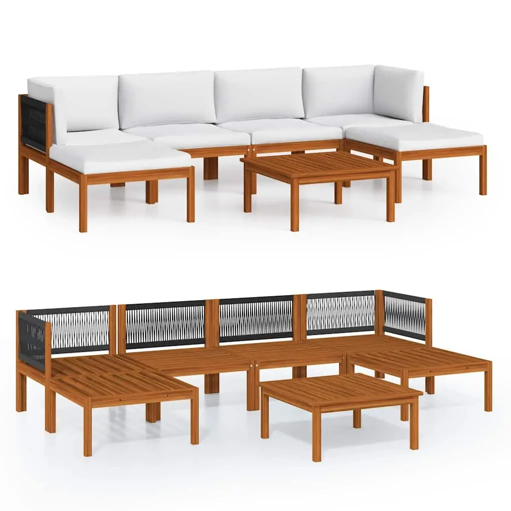 7 Piece Garden Lounge Set Modular Outdoor Furniture Rope Woven Backrest Cushions
