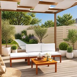 Durable 4 Piece Garden Lounge Set with Cushions