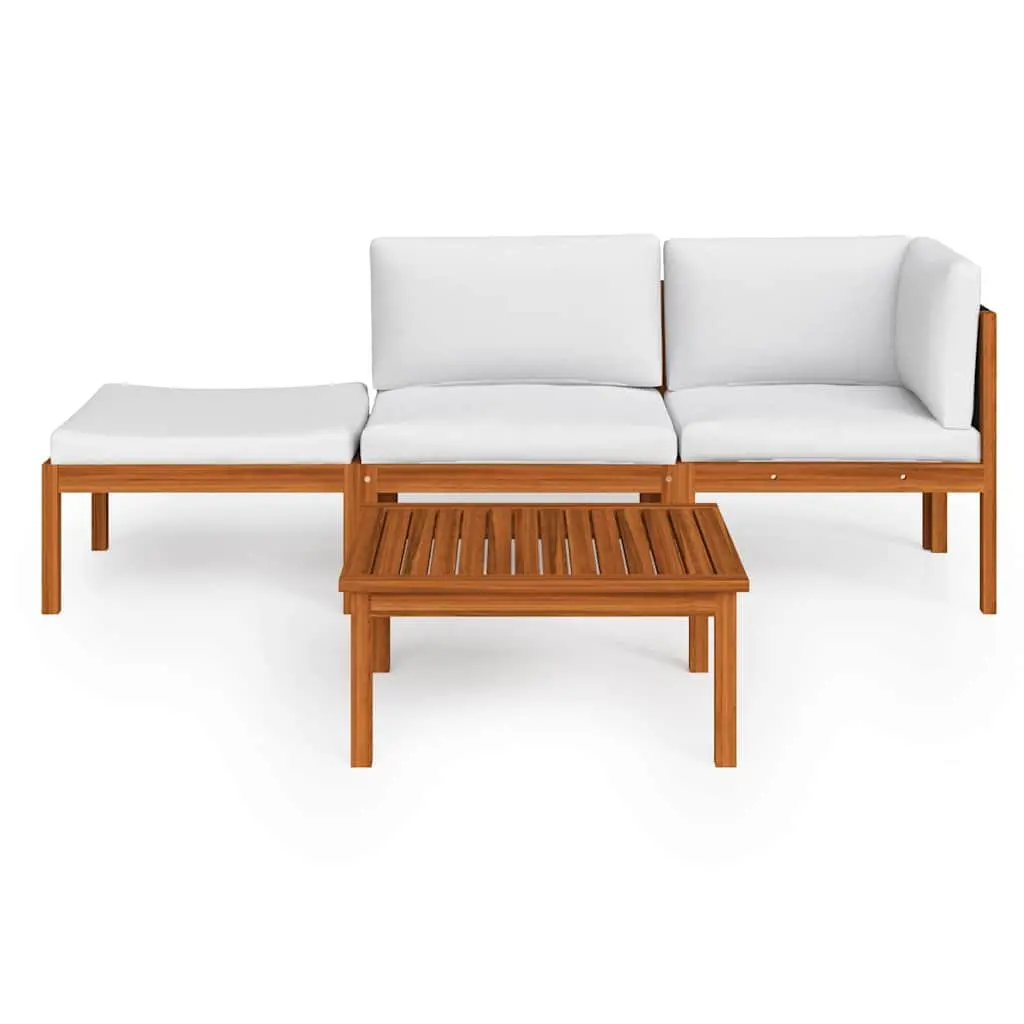 4 Piece Cream Garden Lounge Set with Rope Backrests