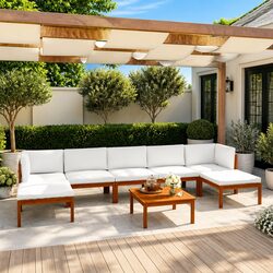 Elegant 8 Piece Garden Lounge Set with Cushions in Cream