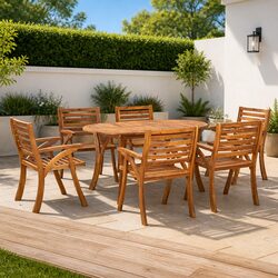 Durable 7-Piece Outdoor Dining Set in Brown