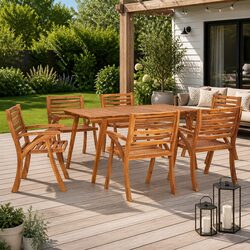 Sturdy 7 Piece Outdoor Dining Set with Acacia Wood