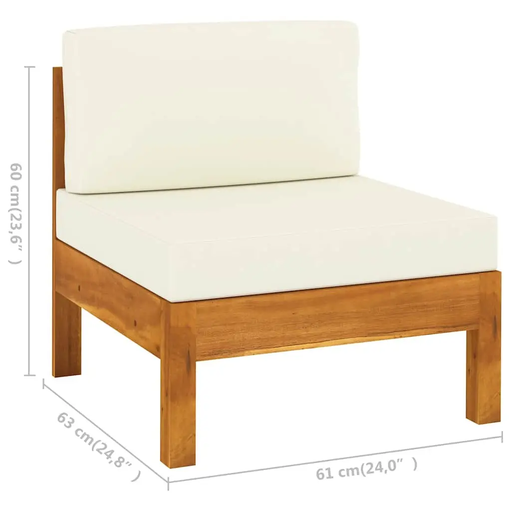 3-Seater Solid Wood Garden Sofa with Cream Cushions