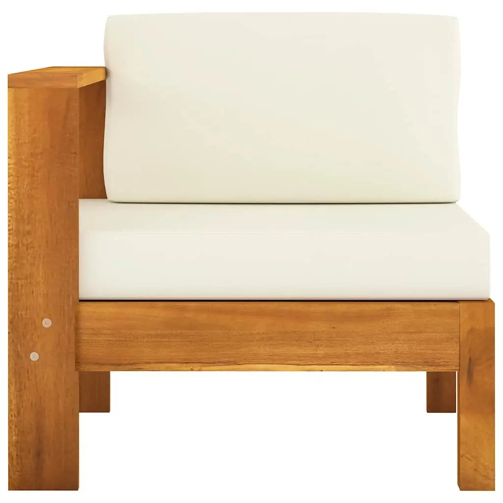 3-Seater Solid Wood Garden Sofa with Cream Cushions
