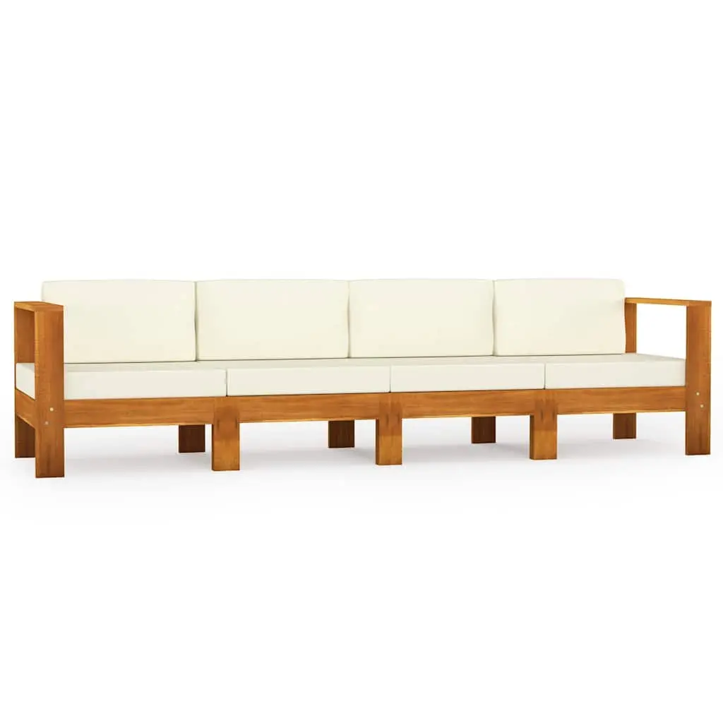 4-Seater Outdoor Sofa with Solid Acacia Wood Frame