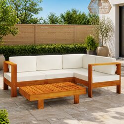 Durable 5 Piece Acacia Wood Garden Lounge Set with Cushions