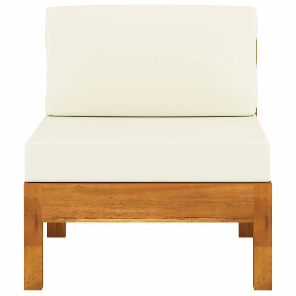 6 Piece Garden Lounge Set Solid Acacia Wood White with Cushions