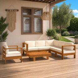 7-Piece Acacia Wood Garden Lounge Set for Outdoor Relaxation
