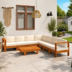 Durable 8 Piece Garden Lounge Set with White Cushions