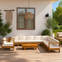 High-Quality 10 Piece Garden Lounge Set with Acacia Wood