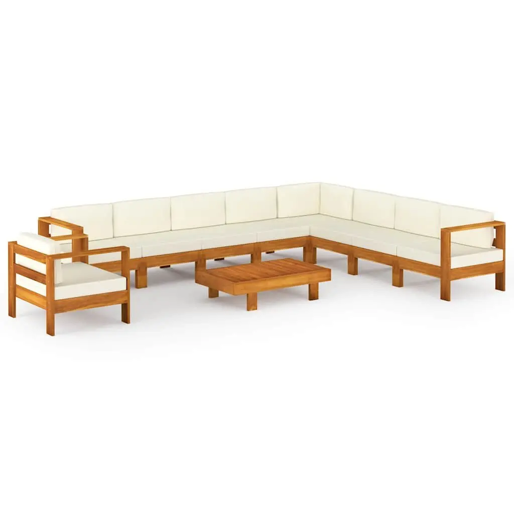 10 Piece Garden Lounge Set with Acacia Wood