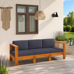 Durable 3-Seater Garden Sofa with Grey Cushions