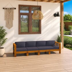 Durable 4-Seater Garden Sofa Set with Grey Cushions