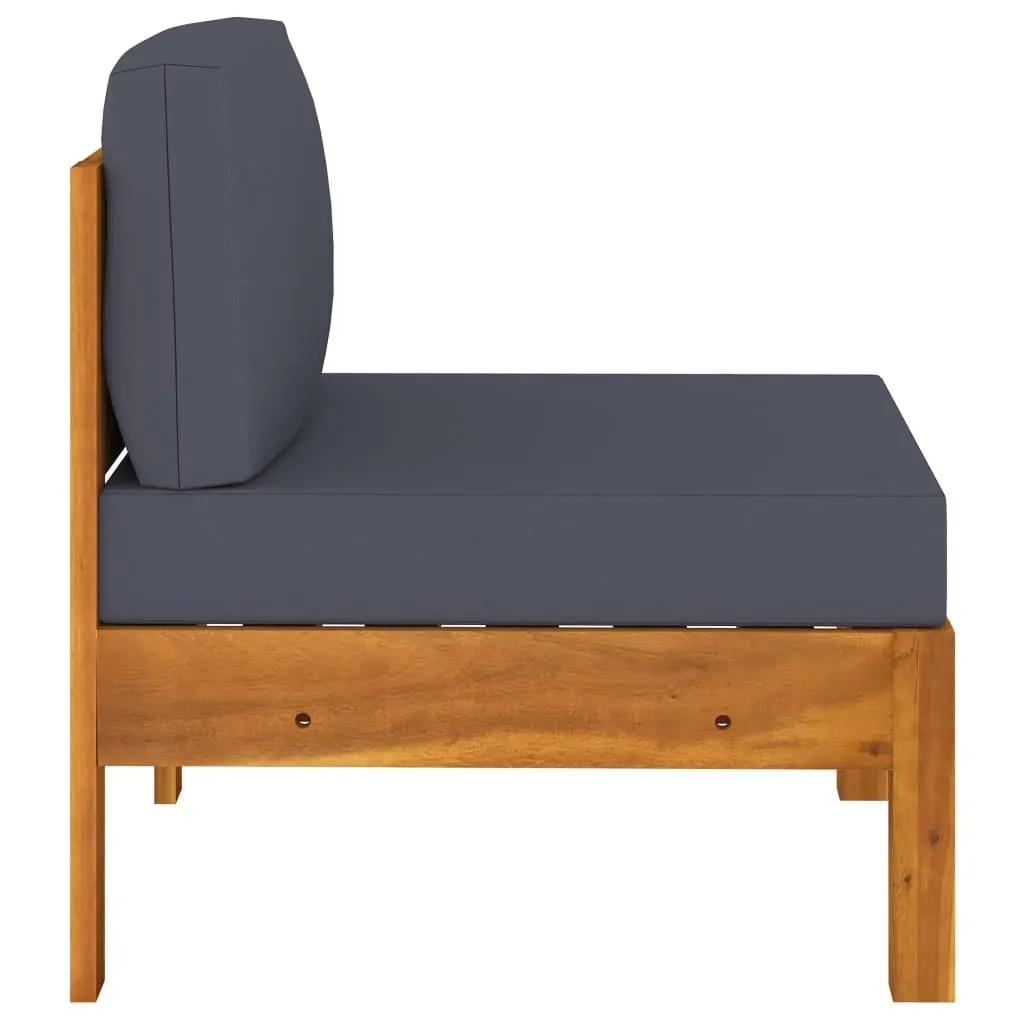 4-Seater Garden Sofa Acacia Wood Outdoor Couch Grey Cushions