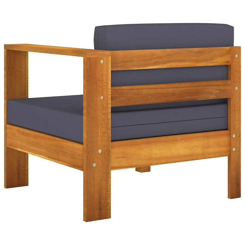 5 Piece Outdoor Lounge Set Acacia Wood Grey Cushions Sofa for Patio and Garden