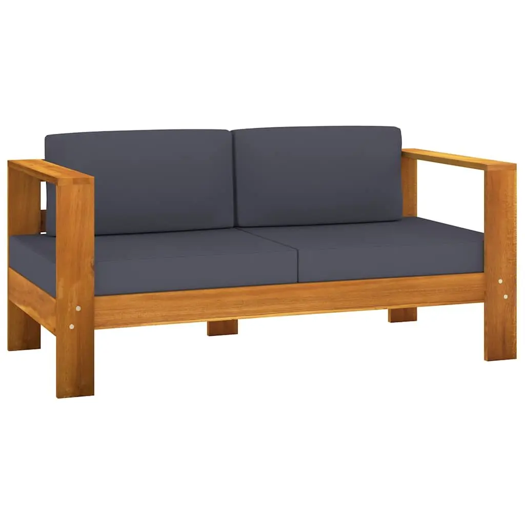 5 Piece Outdoor Lounge Set Acacia Wood Grey Cushions Sofa for Patio and Garden