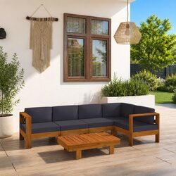 Premium 6 Piece Acacia Wood Garden Lounge Set with Cushions