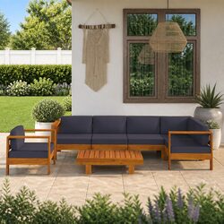 Durable 7 Piece Garden Lounge Set with Grey Cushions