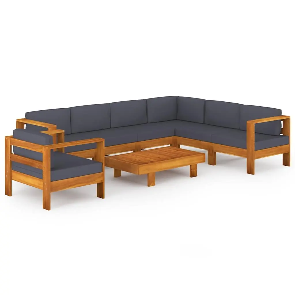 8-Piece Outdoor Lounge Set with Grey Cushions