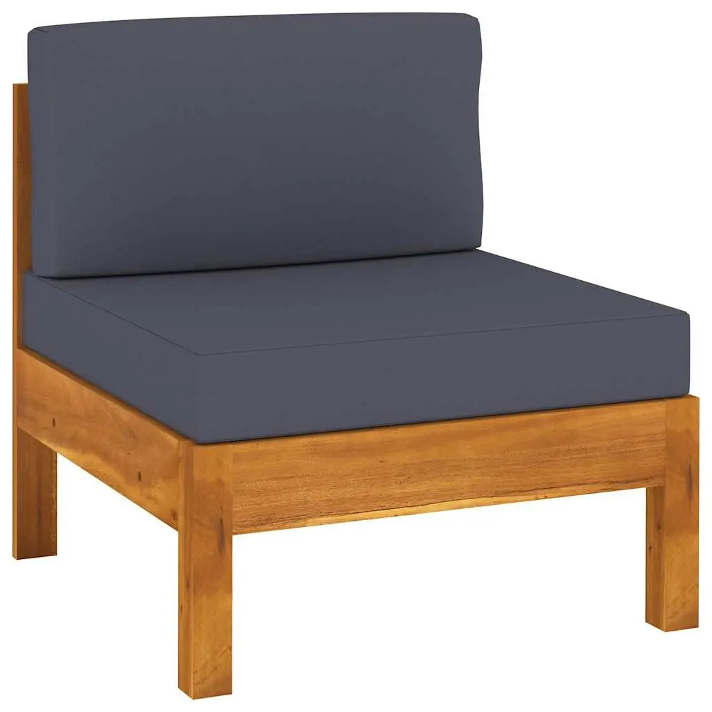 8-Piece Outdoor Lounge Set with Acacia Wood and Grey Cushions