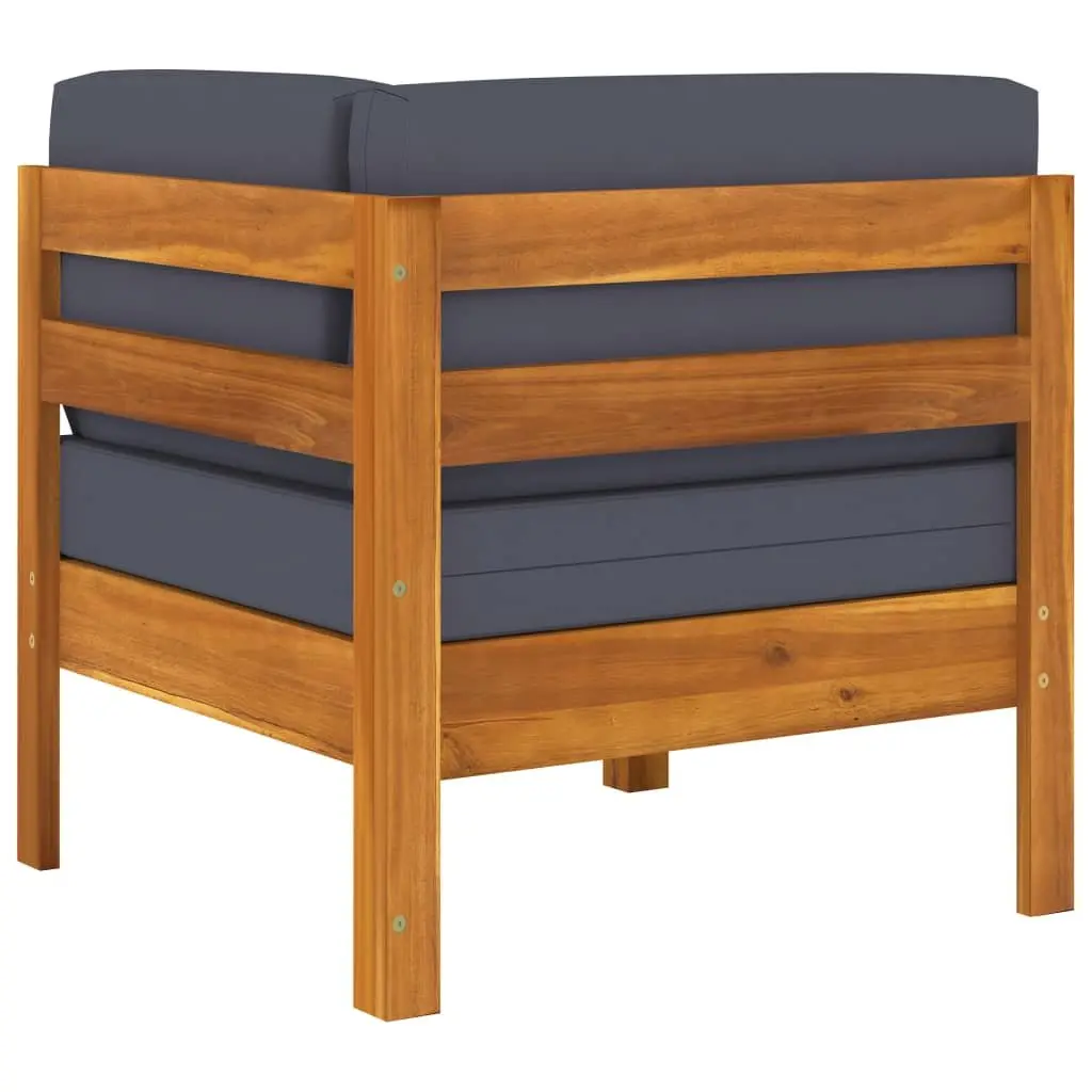 Garden Lounge Set Acacia Wood 8 Piece Grey Cushions