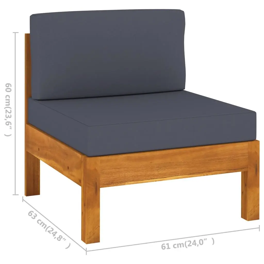 Garden Lounge Set Acacia Wood 8 Piece Grey Cushions