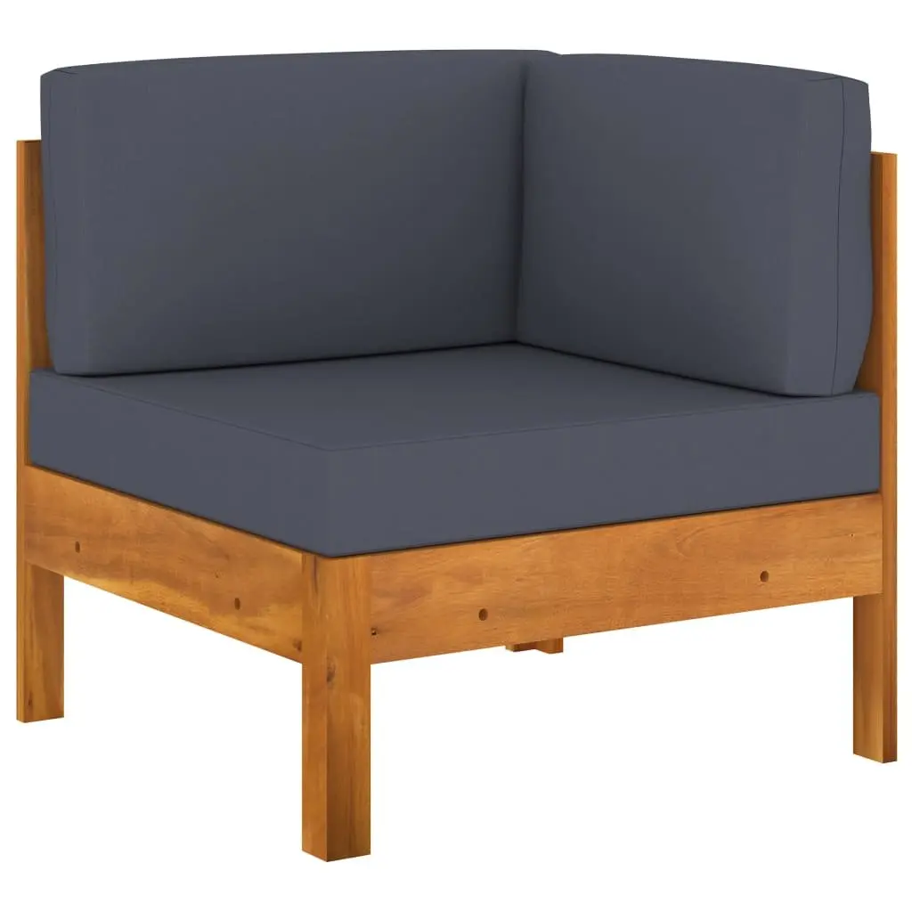 Garden Lounge Set Acacia Wood 8 Piece Grey Cushions