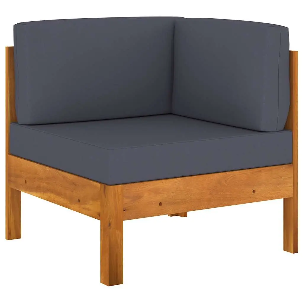 Garden Lounge Set Solid Acacia Wood 10 Piece Outdoor Furniture Grey Cushions