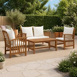 Premium 4 Piece Outdoor Garden Lounge Set with Cushions
