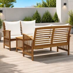 Durable 3 Piece Garden Lounge Set with Cushions