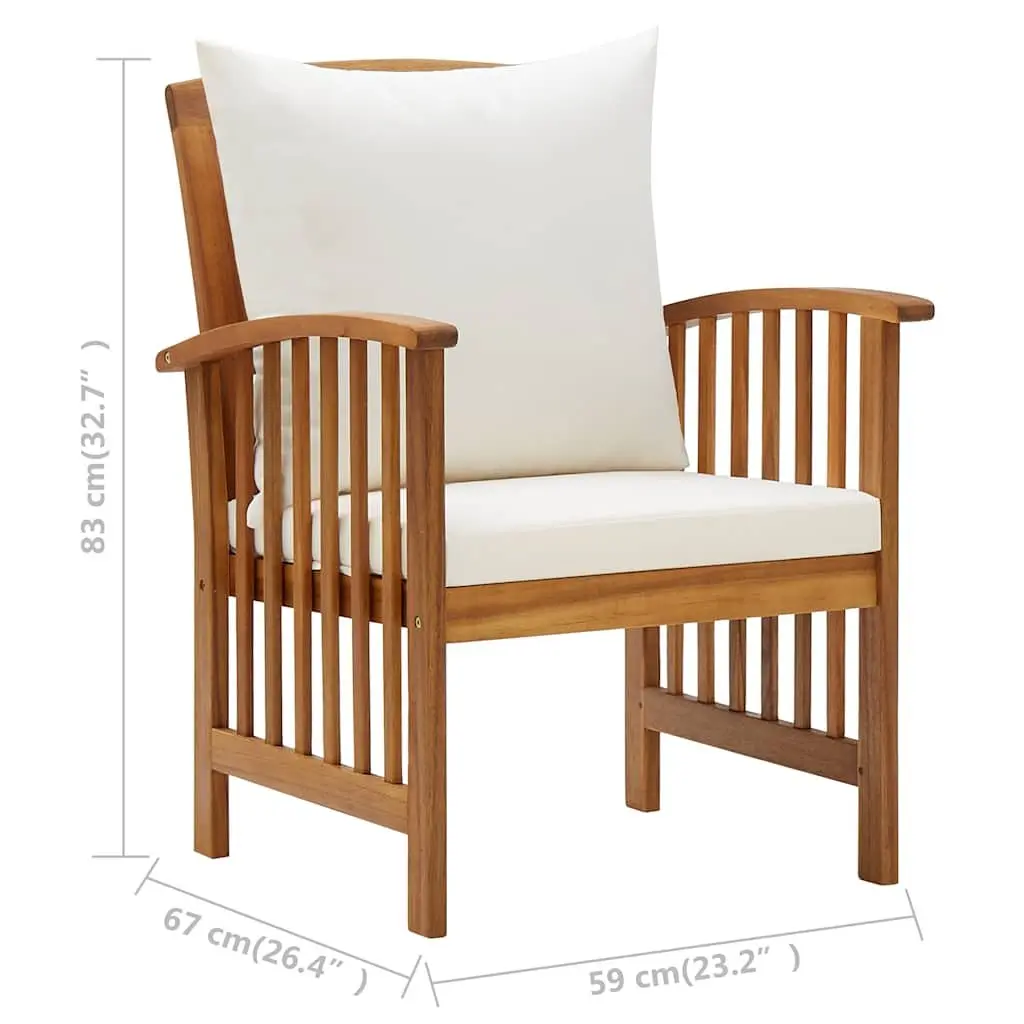5 Piece Solid Acacia Wood Garden Lounge Set with Cushions