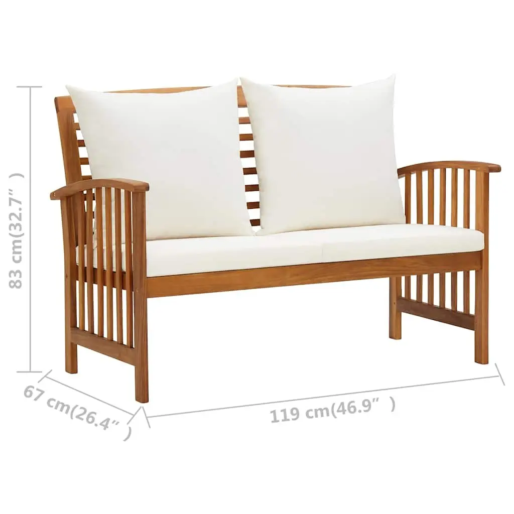 5 Piece Solid Acacia Wood Garden Lounge Set with Cushions