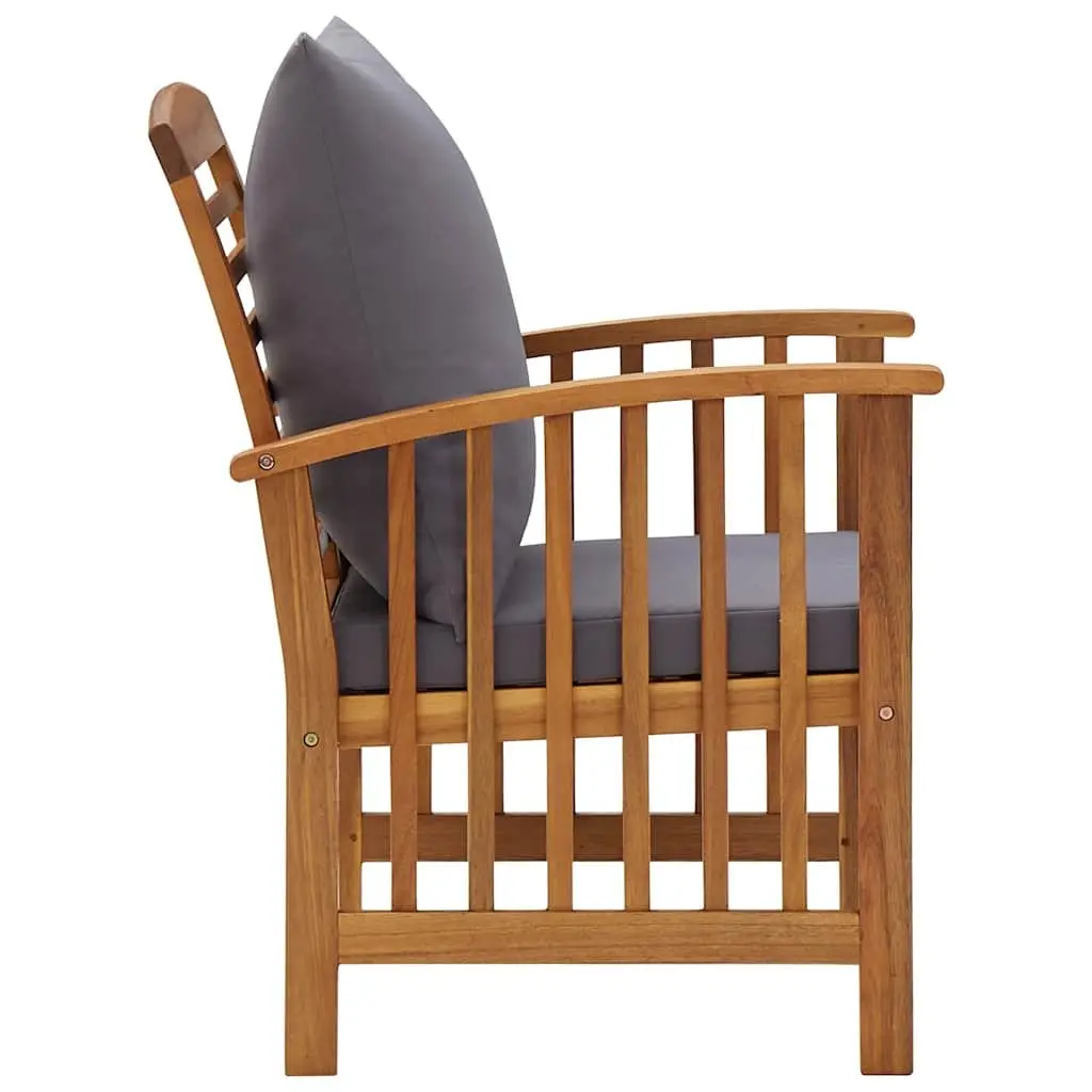 4-Piece Outdoor Lounge Set with Grey Cushions