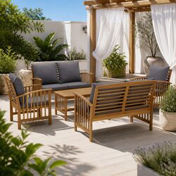 Premium 5 Piece Garden Lounge Set with Cushions