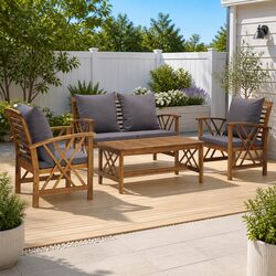 4-Piece Garden Lounge Set with Cushions for Outdoor Spaces