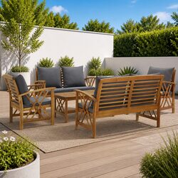 Stylish 5 Piece Garden Lounge Set with Cushions in Grey