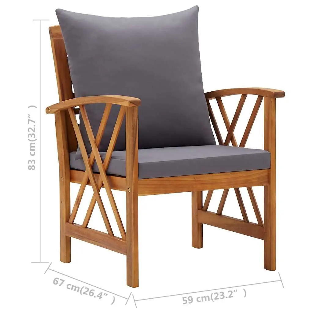 5 Piece Garden Lounge Set Solid Acacia Wood Grey