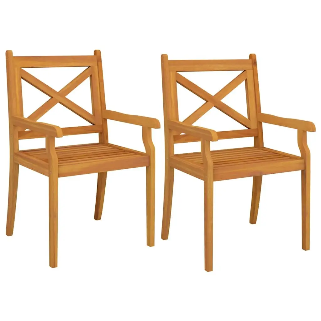 3 Piece Garden Dining Set Solid Acacia Wood Slatted Brown Outdoor Furniture