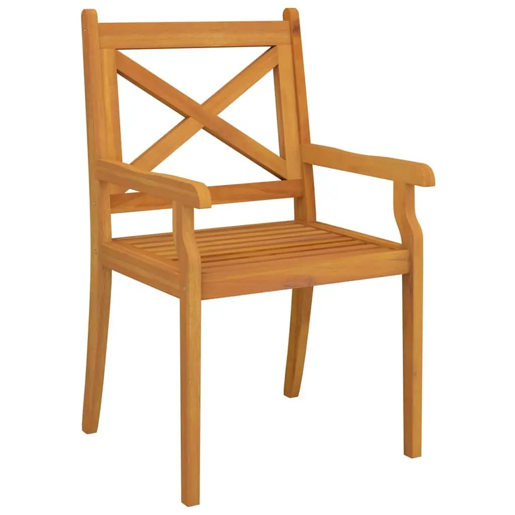 3 Piece Garden Dining Set Solid Acacia Wood Slatted Brown Outdoor Furniture
