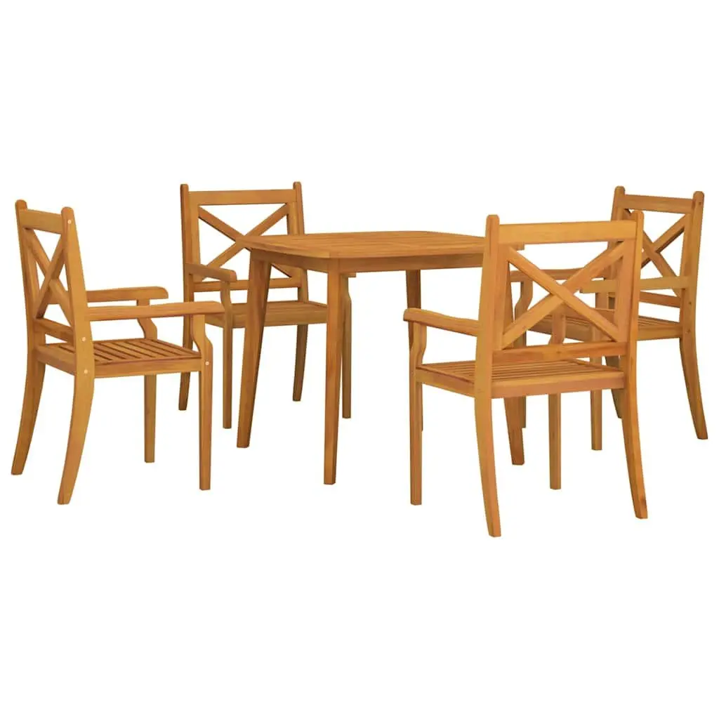 Solid Wood 5-Piece Garden Dining Set for Outdoor Spaces