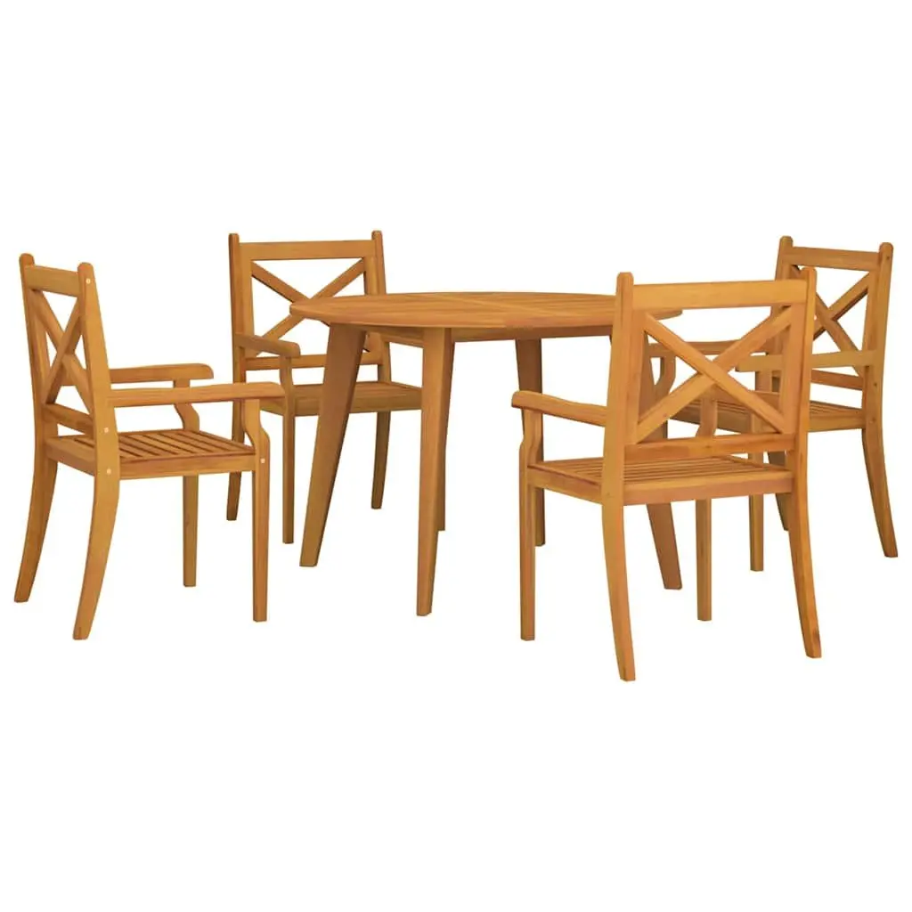 5-Piece Brown Wood Garden Dining Set