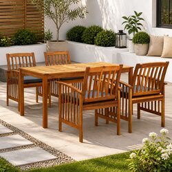 5-Piece Garden Dining Set with Acacia Wood Construction