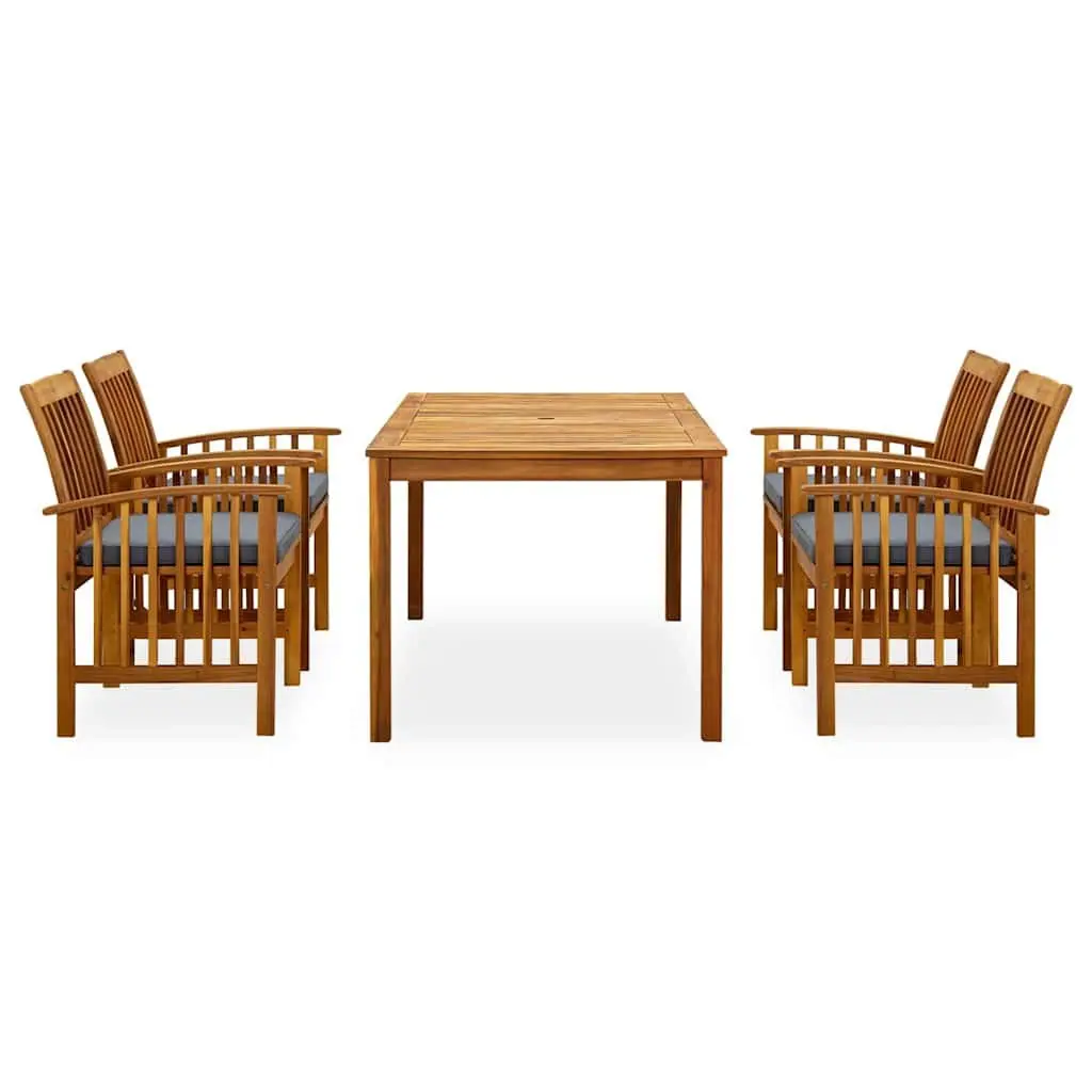 Garden Dining Set Acacia Wood 5 Piece Grey Outdoor Patio Furniture