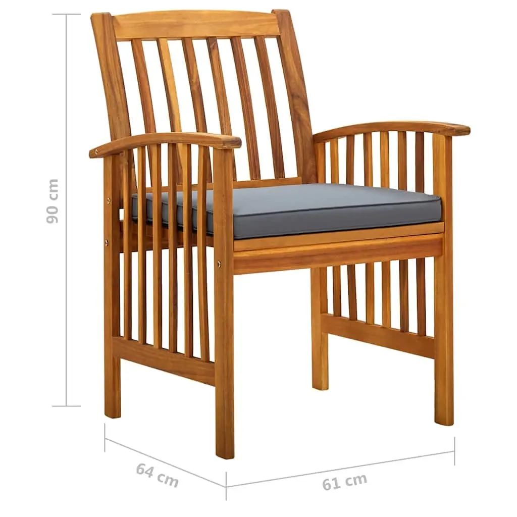 Garden Dining Set Acacia Wood 5 Piece Grey Outdoor Patio Furniture